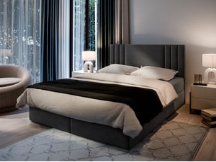 Lit avec rangement 140x200 cm <strong>MASSENO</strong>  <strong></strong> coloris gris