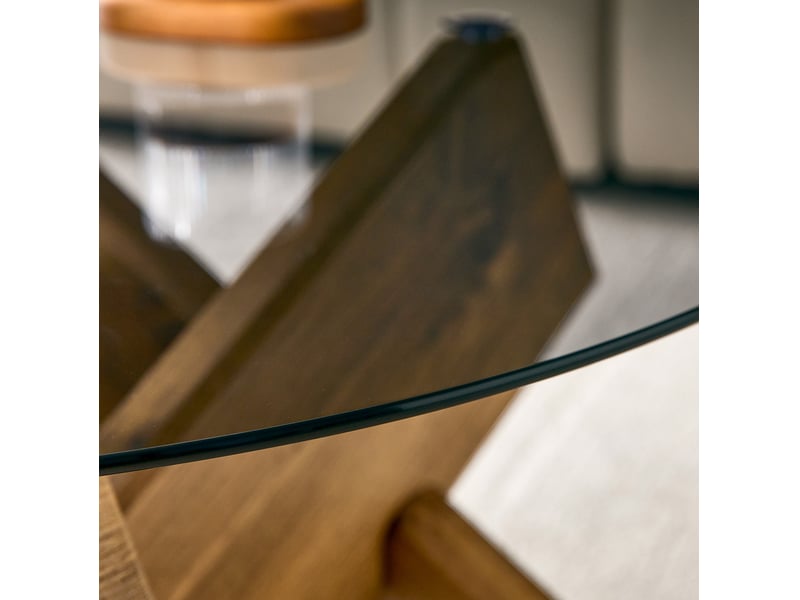  Table basse ronde ø79x45 cm en verre trempé et mdf aspect bois  - Conforama W