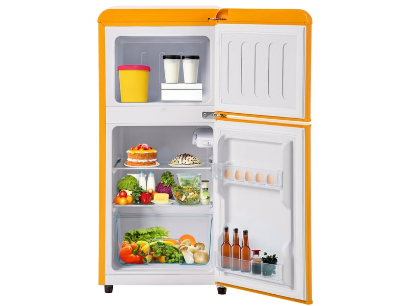 Réfrigérateur rétro 45,5x42,5x88,8 cm double porte — jaune antique - Conforama A