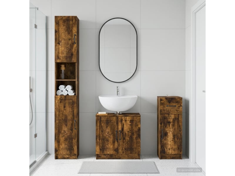 Ensemble de meuble de salle de bain 3 pièces utrecht chêne fumé cf63514 - Conforama B