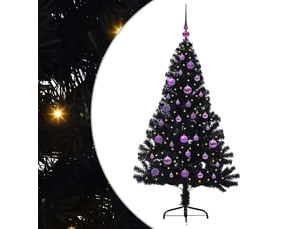 Sapin de noël - arbre de noël artificiel pré-éclairé noir 150 cm pvc