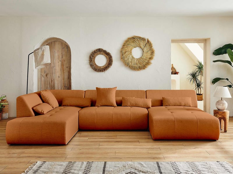  Onyx - canapé panoramique d'angle gauche 7 places - en tissu - lisa design - rouille ONYX - Conforama B