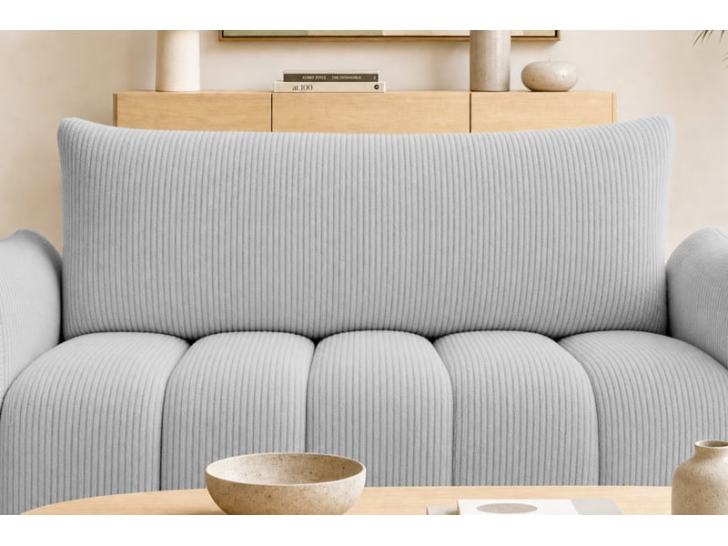 Moorea - canapé droit convertible petit velours côtelé 2 places gris clair - Conforama E