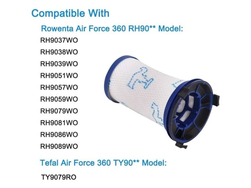  Flkwoh 3pcs filtres de rechange pour rowenta air force 360 rh9051wo rh9057wo rh9059wo rh9081wo rh9086wo &amp; tefal air force 360 aspirateur  - Conforama D