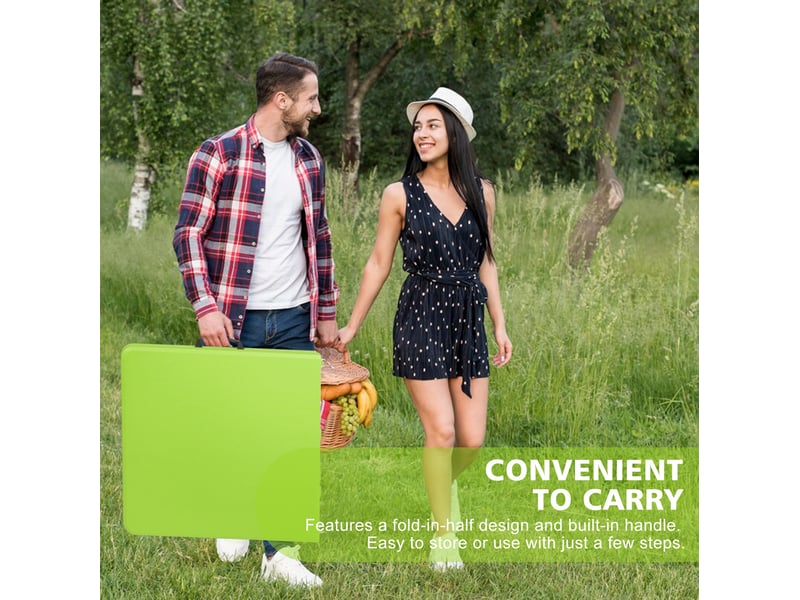  Table de jardin pliante verte 125 x 61 cm, hauteur réglable 58-74 cm avec poignée, pour vos réceptions  - Conforama E