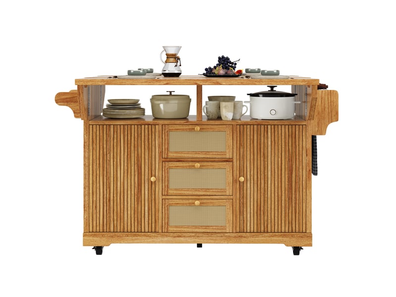  Desserte de cuisine pliable à roulettes tiroirs brun foncé 142,5x80x95 cm N620CC260518D - Conforama A