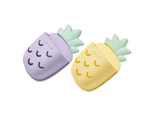 Lot de 2 range-muraux salle de bain sans perçage ananas violet et jaune, organiseur cosmétiques et porte-brosse à dents
