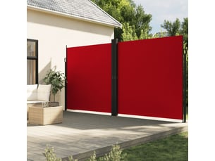 Auvent latéral rétractable, store latéral paravent rouge 220x1200 cm