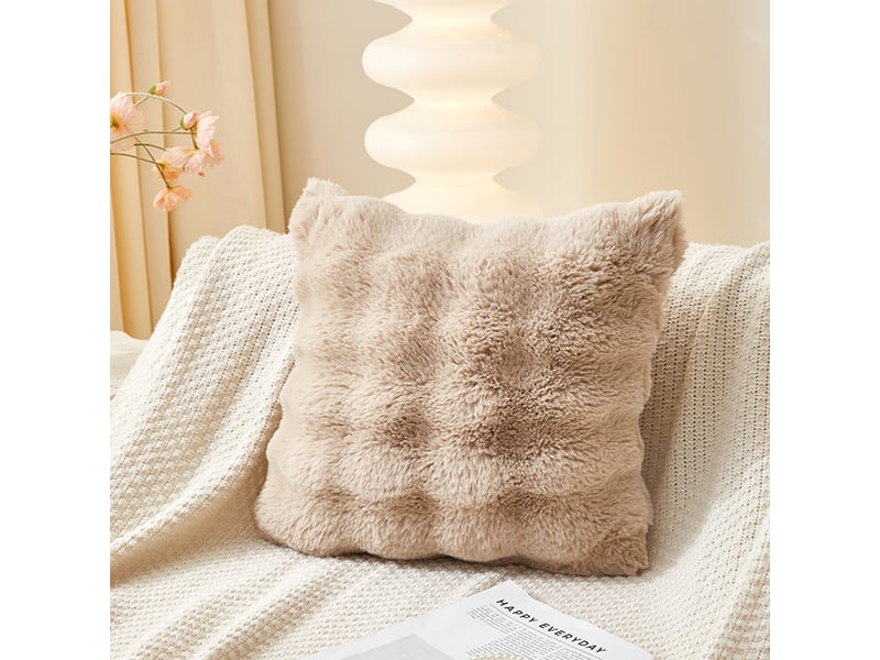  Coussin carré en tissu camel 43x43 cm  - Conforama D