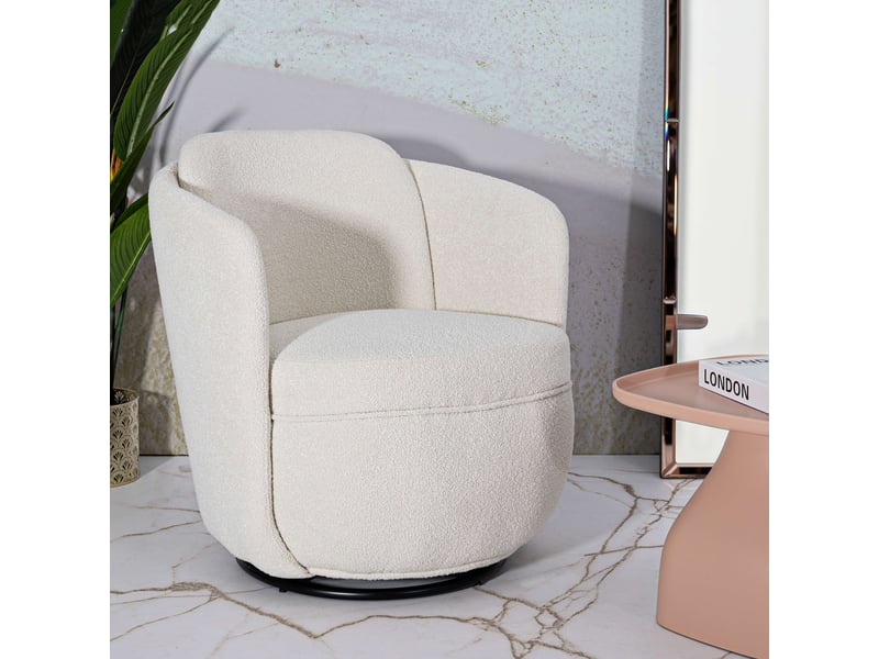  Fauteuil morond, chaise pivotante, 70x72x75h cm blanc crème Morond - Conforama B