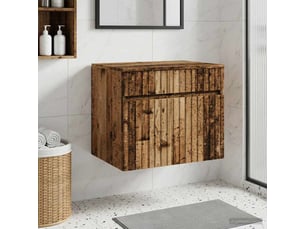 Cabinet salle de bain mural, meuble de rangement bois ancien 59x44.5x50 cm