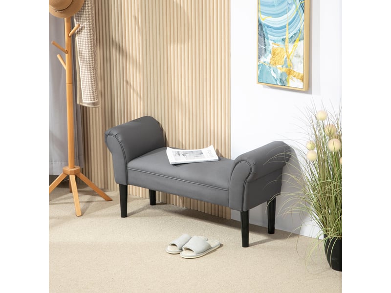  Banc, banc de lit, construction robuste, revêtement souple, 102 x 36 x 51 cm, gris  - Conforama C