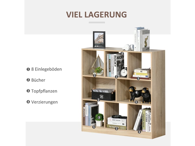  Bibliotheque - avec rangement - contreplaqué - chêne - pour bureau, entrée et rangement 97.5x30x100cm - Conforama E