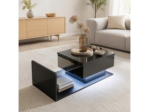 Table basse rectangulaire coloris noir LPOSPI - 50 cmx100 cm