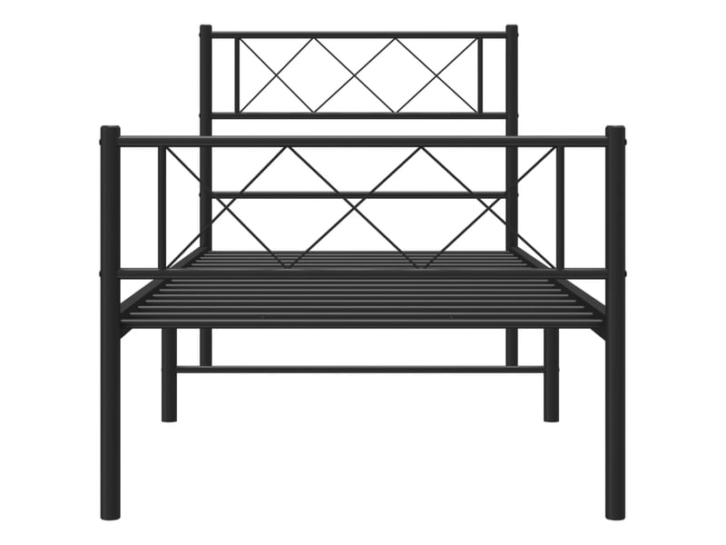  Lit simple- lit adulte -  cadre de lit métal sans matelas avec pied de lit noir 90x200 cm  - Conforama C