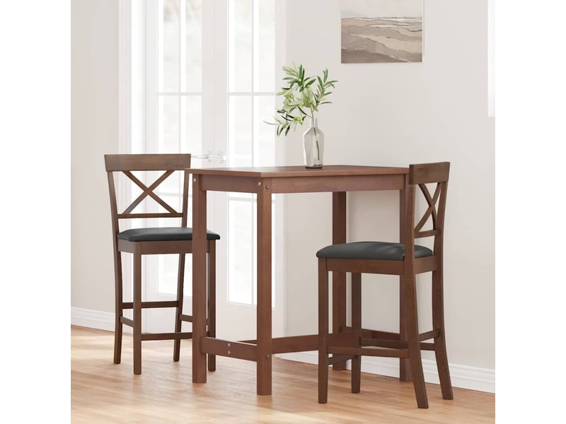  Lot de 2 tabouret de bar avec coussins en bois massif marron et caoutchouc shl67716  - Conforama C