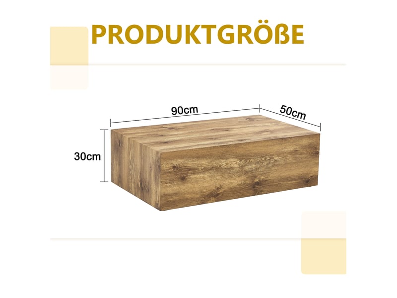  Table basse rectangulaire en mdf effet bois 90 x 50 x 30 cm, sans montage, marron  - Conforama C