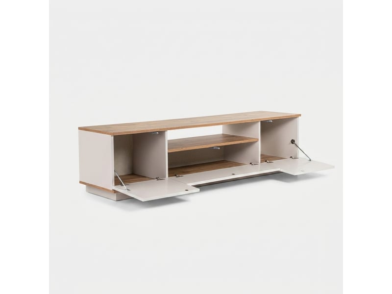  Meuble tv moderne veramont avec portes et compartiments de rangement - beige  - Conforama C