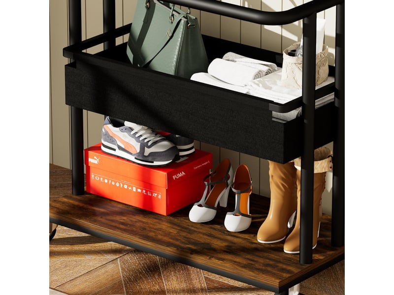  Portant à vêtements avec miroir panier et roulettes marron et noir 70x40x170 cm W3148P435691 - Conforama D