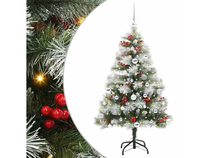  Sapin de noël artificiel, arbre de noël vert et blanc 150 cm shl5117  - Conforama A