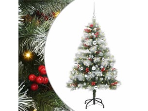 Sapin de noël artificiel, arbre de noël vert et blanc 150 cm shl5117