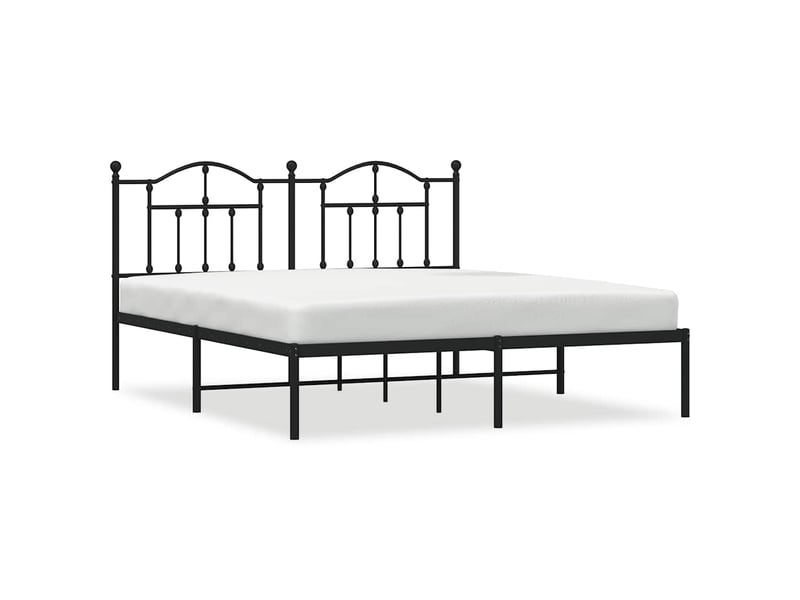 Lit double- lit adulte - cadre de lit métal sans matelas et tête de lit noir 180x200 cm - Conforama A