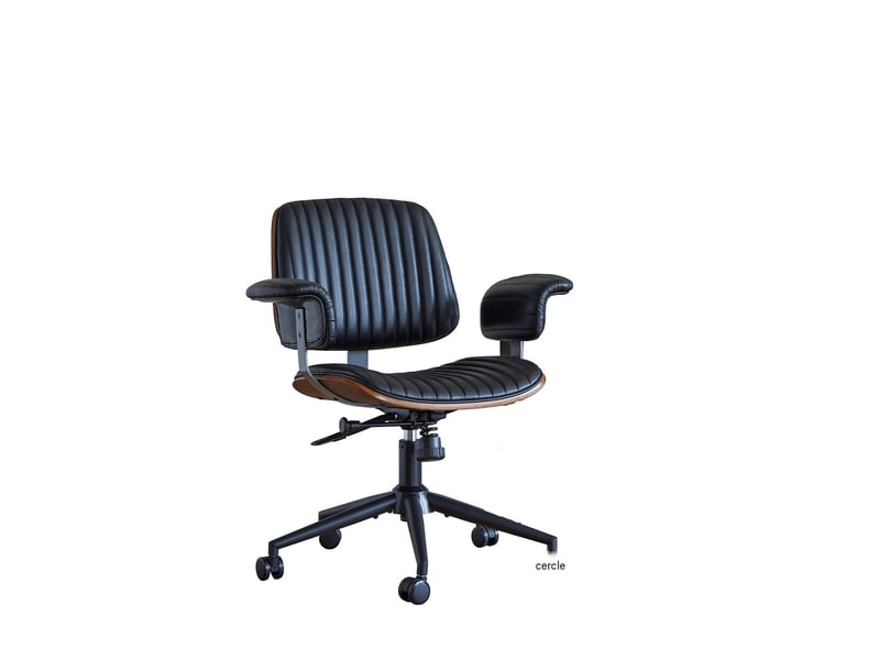  Fauteuil de bureau pivotant en cuir et métal noir 73x59x87 cm W5978P510454 - Conforama A