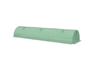 Petite serre à 5 fenêtres et grille centrale, en acier, pe et pp, 300 x 80 x 45 cm, verte
