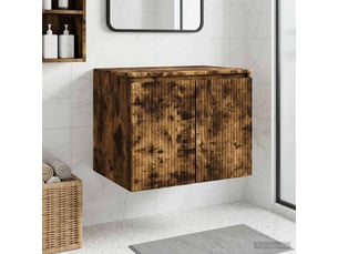 Cabinet salle de bain mural, meuble de rangement chêne fumé 62.5x44.5x50 cm