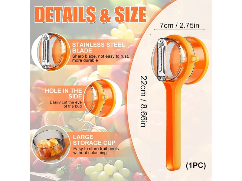  Éplucheur, épluche-légumes et épluche-pommes de terre, éplucheur en acier inoxydable à double face avec boîtier de récupération, multifonction pour  - Conforama B