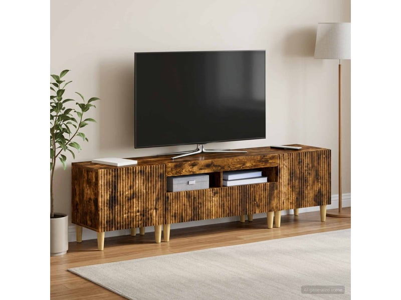  Ensemble de 3 meubles tv - banc tv - meuble de rangement led arnhem 3 pcs chêne fumé  - Conforama C