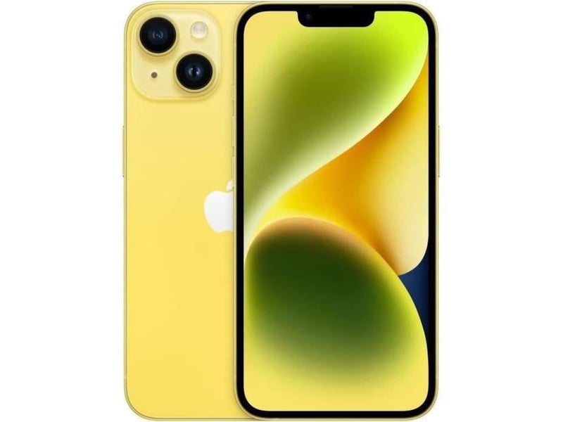  Smartphone iphone 14 128 go jaune reconditionne excellent 2023 double sim  - Conforama A