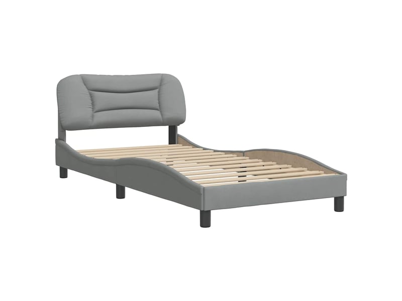  Lit simple- lit adulte -  cadre de lit sans matelas hvar gris clair 100x200 cm tissu  - Conforama B