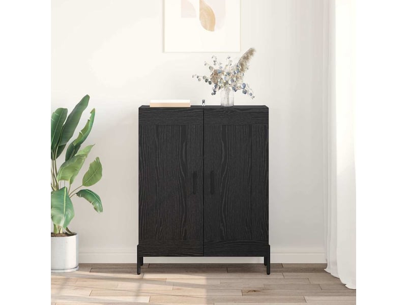  Buffet - bahut - meuble de rangement chêne noir 69,5 x 34 x 90 cm bois d'ingénierie et fer  - Conforama D