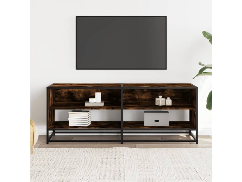  Meuble tv - banc tv - meuble de rangement chêne fumé 120,5x40x46 cm bois d'ingénierie et métal  - Conforama C