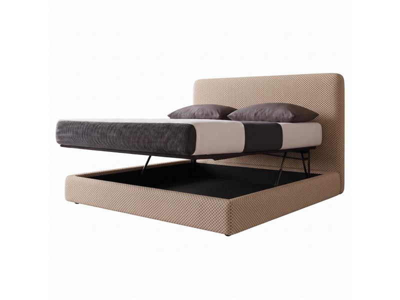 Lit coffre ouverture latérale et frontale 180x200 cm – tête de lit incluse – tissu mesh 3d beige C02-LTC51-P 180/200 3DBE - Conforama A