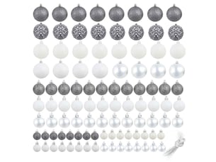 Ensemble de boules de noël 100 pcs 346 cm blancgris
