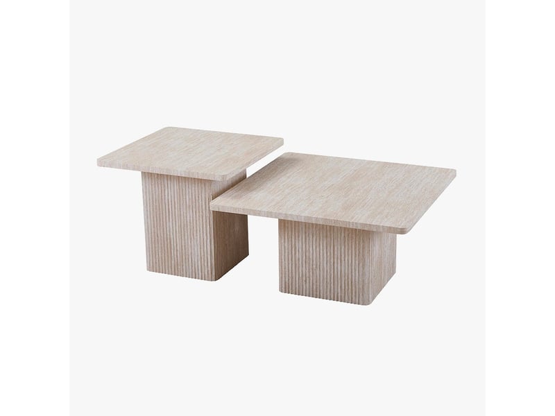  Lot de 2 tables basses carrées couleur travertin  - Conforama C
