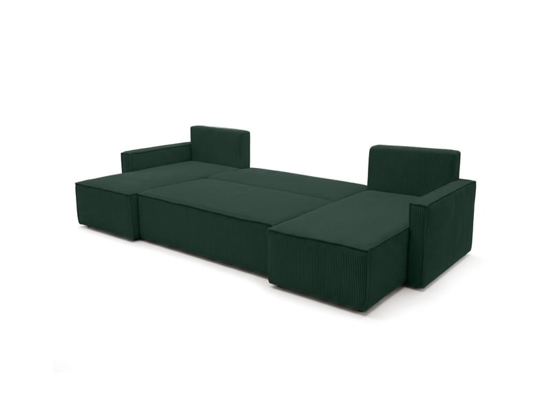 Farah - canapé d'angle panoramique convertible 6 places accoudoirs slim en velours cotelé  - Conforama C