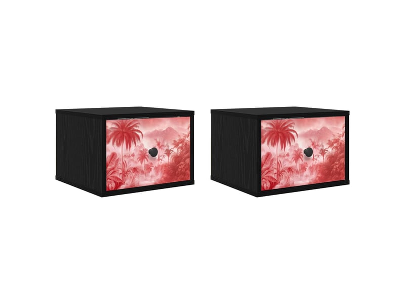 Table de chevet - cabinet de chevet - table de nuit mural aachen 2 pc chêne noir 36 x 33 x 25 cm - Conforama A