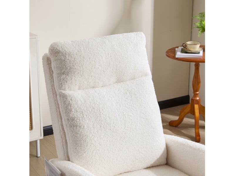 Fauteuil à bascule relax 75x63x104 cm en tissu teddy blanc - Conforama D