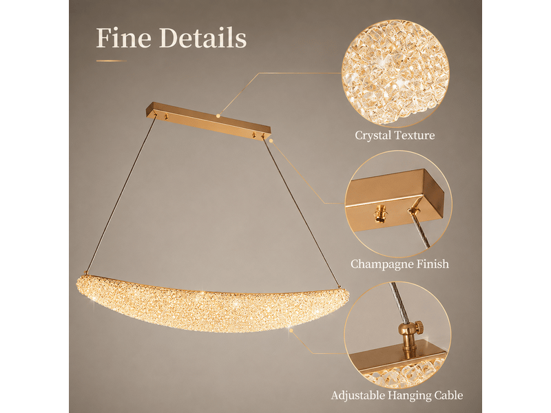  Lustre en cristal teinte champagne b1 – éclairage 3 couleurs ASLED-724 - Conforama C