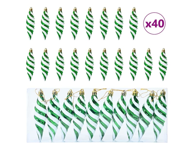  Boule en forme de spirale de noël 40 pcs vert 3 x 11 cm  - Conforama A