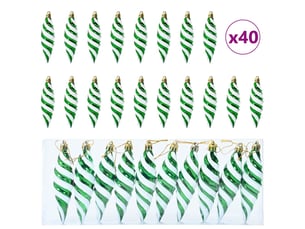 Boule en forme de spirale de noël 40 pcs vert 3 x 11 cm