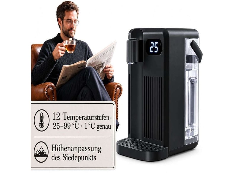  Distributeur d'eau chaude instantanée 2000w 3l – bouilloire électrique chauffe rapide en 3 secondes, 12 températures de 25 à 99°c, écran led tactile et sécurité enfant – noir  - Conforama D