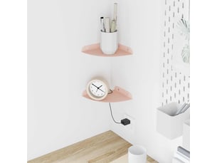Lot de 2 étagères flottantes d'angle, étagères murales rose 15 x 15 x 2 cm cf41651