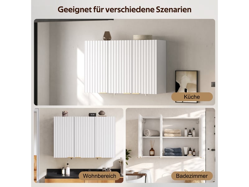  Armoire murale 3 portes en mdf coloris blanc 90 x 29 x 60 cm N635P488518W - Conforama E