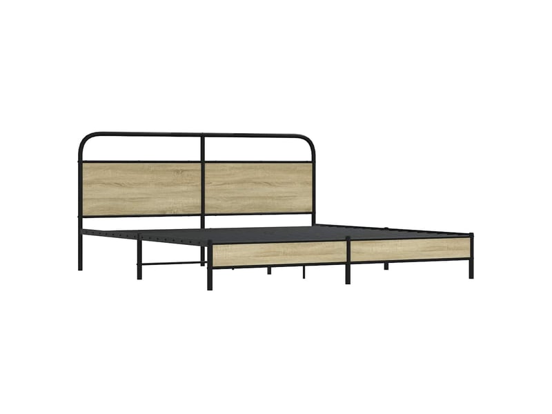  Lit double- lit adulte -  cadre de lit en métal sans matelas chêne sonoma 200x200 cm  - Conforama B