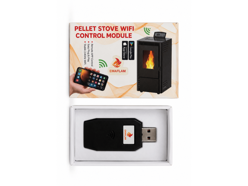  Accessoire wi-fi emaflam pour poêle à granulés - smart pellet stove - noir  - Conforama B