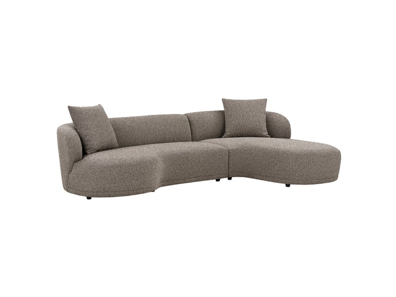 Malibu-canapé d'angle droit en tissu taupe  - Conforama D